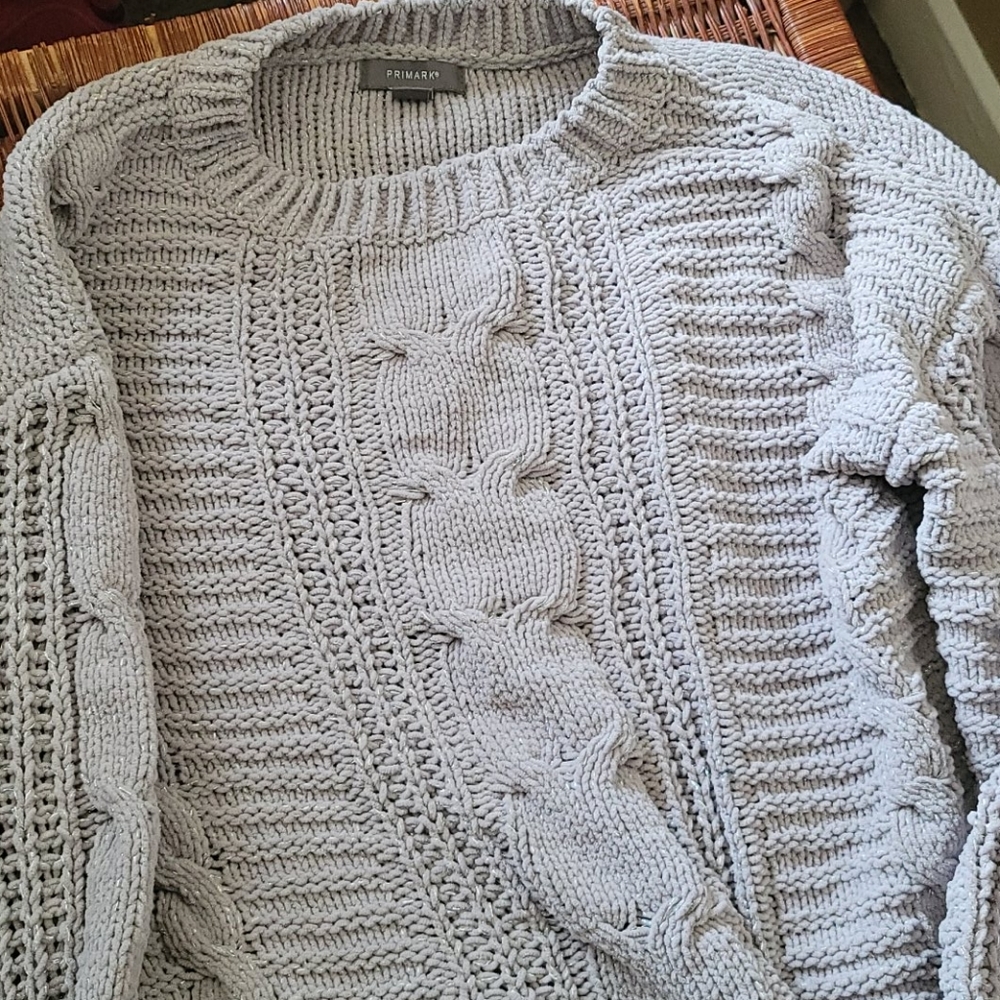 Primark Women's Grey Sparkle Pullover Sweater